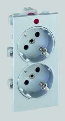 Simon Connect Алюминий Розетка двойная, 2к+з Schuko, 16А, 250В, Cima-модуль 52x108 мм арт. S1-8