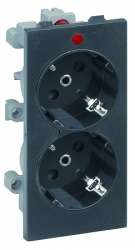 Simon Connect Графит Розетка с заземлением 2x2P+E, сдвоенная, S-модуль, с индикатором наличия напряжения,16А, 250В арт. S1-14