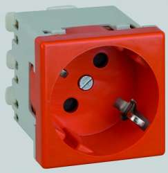 Simon Connect Оранжевая Розетка 2P+E Schuko, 16А 250В, 45х45мм, безвинтовые клеммы арт. K11-7