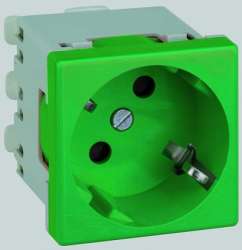 Simon Connect Зеленая Розетка 2P+E Schuko, 16А 250В, 45х45мм, безвинтовые клеммы арт. K11-27