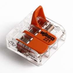 WAGO Клемма с рычагами компактная для 3-х медных(!) одно-/многопровол. проводников сеч. до 4 мм кв. арт. 221-413