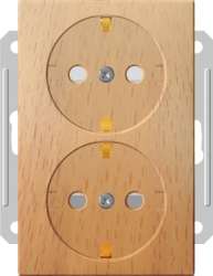 Wessen 59 Бук Розетка 2-я с/з с защитными шторками арт. RS16-255-8-86