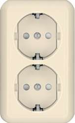 Wessen Прима Беж Розетка 2-я с/з с защитными шторками 16А изол.пл. в сборе (оптовая упаковка) арт. RA16-757I-S