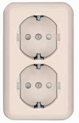 Wessen Прима Беж Розетка 2-я с/з с защитными шторками 16А в сборе (оптовая упаковка) арт. RA16-757-S