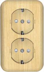 Wessen Прима Сосна Розетка 2-я с/з с з/ш,16А наружная,в сборе с изол.пласт.(индивид.упаковка) арт. RA16-757I-7I