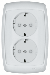 Wessen Рондо Белый Розетка 2-я с/з с защитными шторками10А в сборе арт. RS16-223-BI