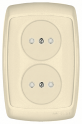 Wessen Рондо Бежевый Розетка 2-я б/з с защитными шторками 10А в сборе арт. RS10-224-SI