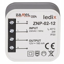 Zamel Блок питания LED 12V DC 2W в монт.коробку арт. ZNP-02-12