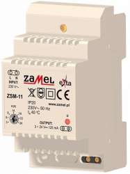 Zamel Блок питания стабилизированный 230VAC/3-24VDC 125мА IP20 на DIN рейку 3мод арт. ZSM-11