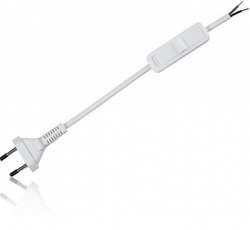 Zamel Серебро Шнур питания с выключателем и вилкой 1,9м 2,5А (SP/W) арт. ZAMEL Серебро Шнур