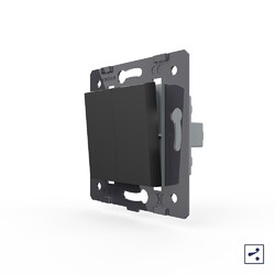 Двухклавишный проходной механический выключатель Livolo, цвет черный (механизм)