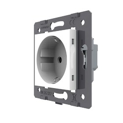 Розетка электрическая с заземлением защитными шторками 16A Livolo, зажимы, цвет белый (механизм)