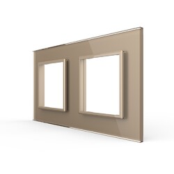 Рамка для розетки Livolo 2 поста, цвет золотой, стекло