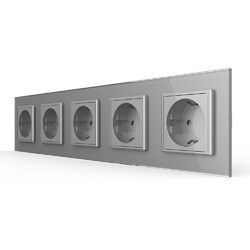 Розетка Livolo 5 модулей Серая