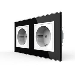 Розетка Livolo 2 поста Белая с черной рамкой