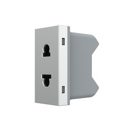 Розетка электрическая 1/2 10A Livolo, цвет серый (механизм)