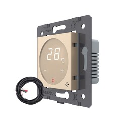 Терморегулятор пола Livolo 16А, сенсорное управление, датчик воздуха, датчик пола 5 м, Золотой (механизм)