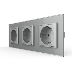 Розетка Livolo 3 модуля Серая