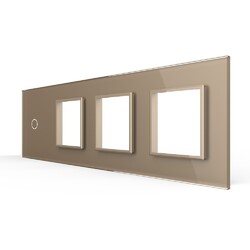 Панель для сенсорного выключателя и 3-х розеток Livolo, 1 клавиша, цвет золотой, стекло