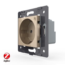 Розетка электрическая ZigBee (Wi-Fi) с заземлением защитными шторками 16A Livolo, цвет золотой (механизм)