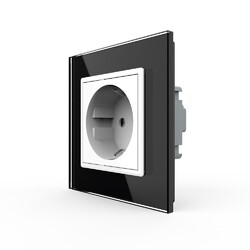 Розетка Livolo 1 пост Белая с черной рамкой