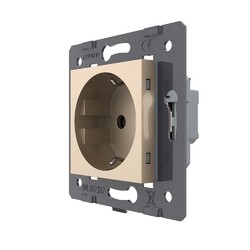 Розетка электрическая с заземлением защитными шторками 16A Livolo, зажимы, цвет золотой (механизм)