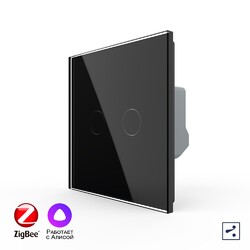 Двухклавишный проходной умный сенсорный выключатель Livolo ZigBee, 1 пост, Черный
