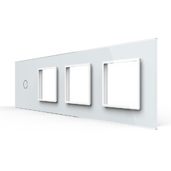 Панель для сенсорного выключателя и 3-х розеток Livolo, 1 клавиша, цвет белый, стекло