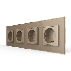 Розетка Livolo 4 модуля Золотая