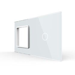 Панель для розетки и сенсорного выключателя Livolo, 1 клавиша, цвет белый, стекло