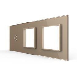 Панель для сенсорного выключателя и двух розеток Livolo, 1 клавиша, цвет золотой, стекло
