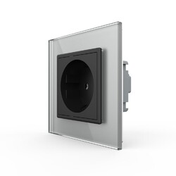 Розетка Livolo 1 пост Черная с серой рамкой