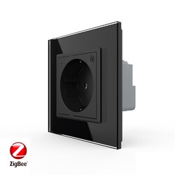 Розетка электрическая ZigBee (Wi-Fi) с заземлением защитными шторками 16A Livolo 1 пост Черная