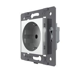 Розетка электрическая с заземлением защитными шторками 16A Livolo, зажимы, цвет серый (механизм)