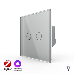 Двухклавишный умный сенсорный диммер Livolo ZigBee, 1 пост, Серый