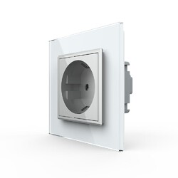 Розетка Livolo 1 пост Серая с белой рамкой