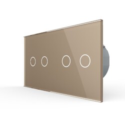 Сенсорный выключатель Livolo 4 клавиши (2-2), 2 поста Золотой