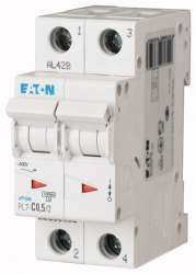 Автоматический выключатель 0,5А, кривая отключения D, 2 полюс, откл. способность 10 кА (PL7-D0,5/2) арт.165101