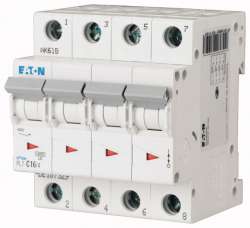 Автоматический выключатель 50А, кривая отключения B, 4 полюс, откл. способность 10 кА (PL7-B50/4) арт.165162
