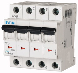 Автоматический выключатель 50А, кривая отключения B, 4 полюс, откл. способность 6 кА (PL6-B50/4) арт.166504