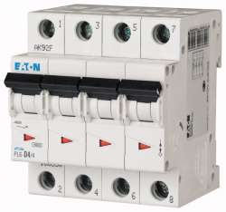 Автоматический выключатель 4А, кривая отключения D, 4 полюс, откл. способность 6 кА (PL6-D4/4) арт.166550