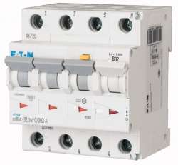 Дифференциальный автоматический выключатель 32/0,03А, кривая отключения C, 3+N полюсов, откл. способность 6 кА (mRB4-32/3N/C/003-A) арт.167508