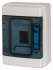 Навесной шкаф IP65, 1 ряд 4 модуля, профессиональная серия, прозрачная дверь, N/PE клеммы в комплекте (IKA-1/4-ST) арт.174221