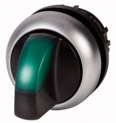 Переключатель с поворотной ручкой V-позиционный 60?, с фиксацией, цвет зеленый с подсветкой (M22-WLKV-G) арт.284395