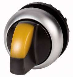 Переключатель с поворотной ручкой V-позиционный 60?, с фиксацией, цвет желтый с подсветкой (M22-WLKV-Y) арт.284396