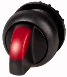Переключатель с поворотной ручкой V-позиционный 60?, с фиксацией, цвет красный с подсветкой, черное лицевое кольцо (M22S-WLKV-R) арт.284399
