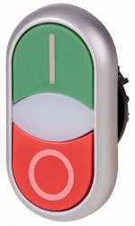 Двойная кнопка с сигнальной лампой, плоский, белый/черный с инд. Гравировкой (M22-DDLF-*-*-*) арт.284818