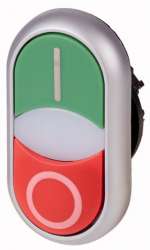 Двойная кнопка с сигнальной лампой, лампа и кнопка I - плоские, кнопка О выступающая (M22-DDLM-GR-X1/X0) арт.284830