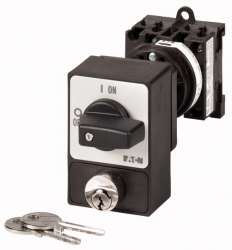 Переключатель включения/выключения, 3-полюсн., 20 A, Цилиндрическая замочная вставка SVA, Передняя панель 0-1, 90 °, с фиксацией, Промежуточный монтаж, P (T0-2-1/Z/SVA(A)) арт.50978