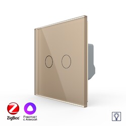Двухклавишный умный сенсорный диммер Livolo ZigBee, 1 пост, Золотой